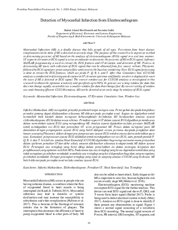 (PDF) Detection of Myocardial Infarction from Electrocardiogram