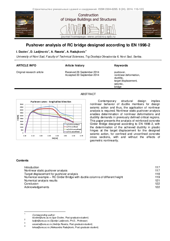 (PDF) Pushover analysis of RC bridge designed according to EN 1998-2