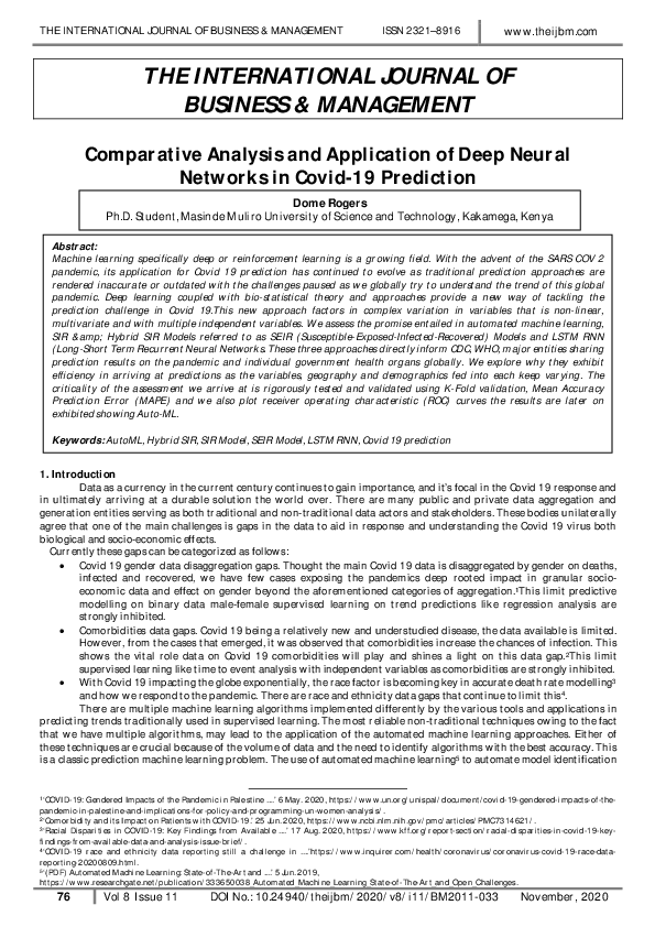 (PDF) Comparative Analysis and Application of Deep Neural Networks in ...