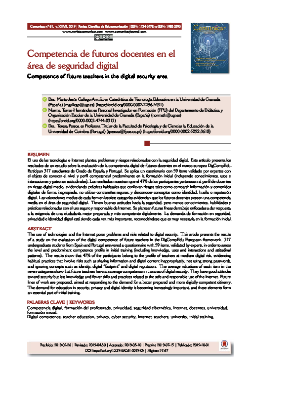 (PDF) Competence of future teachers in the digital security area