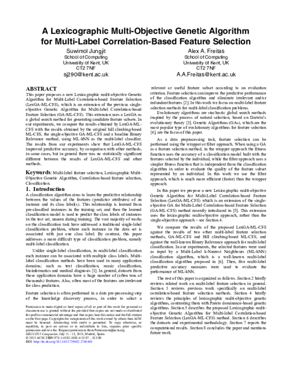 (PDF) A Lexicographic Multi-Objective Genetic Algorithm for Multi-Label ...