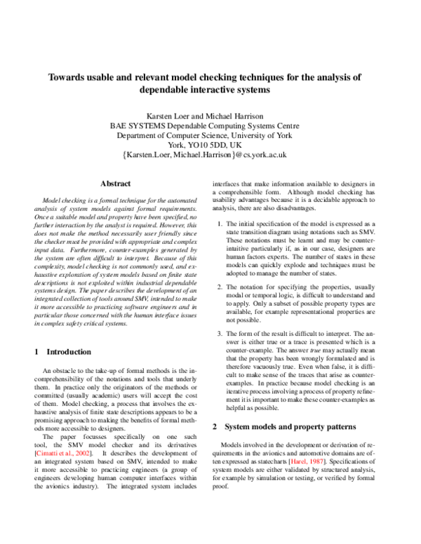 (PDF) Towards usable and relevant model checking techniques for the ...