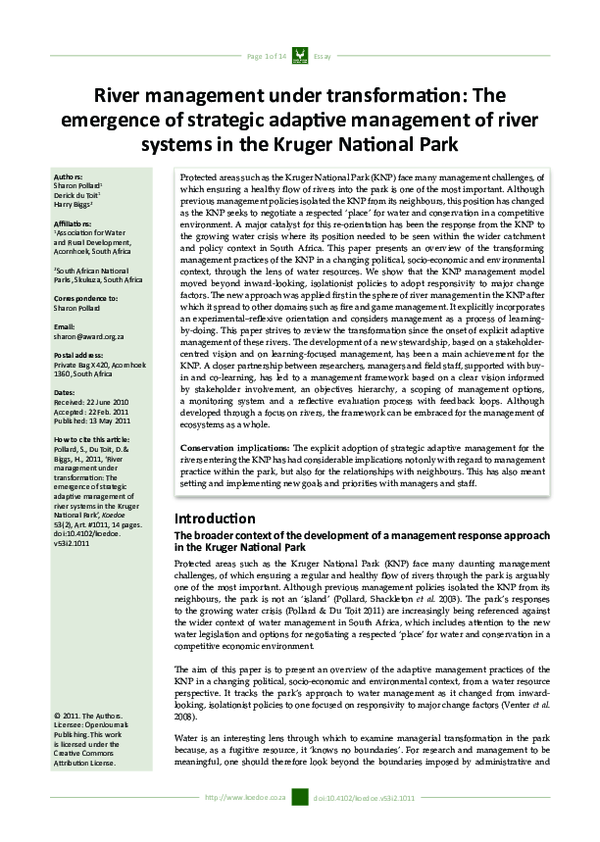 (PDF) River management under transformation: The emergence of strategic ...