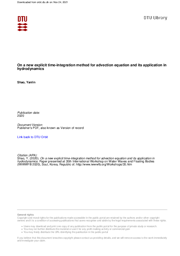 (PDF) On a new explicit time-integration method for advection equation ...
