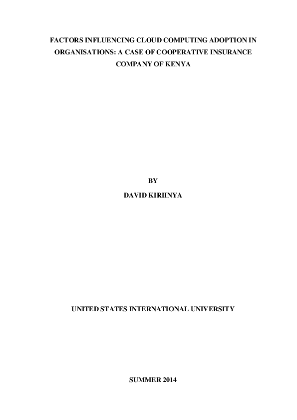 (PDF) Factors Influencing Cloud Computing Adoption in Organisations: A ...
