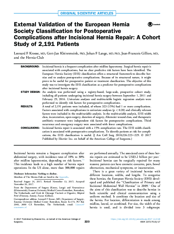 (PDF) External Validation of the European Hernia Society Classification ...