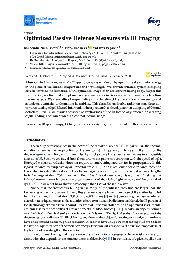 (PDF) Optimized Passive Defense Measures via IR Imaging Ivan Pogarčić