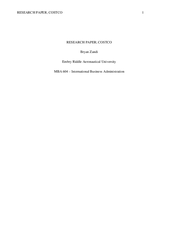 (PDF) Research Paper Costco 2 Bryan Zandi Academia.edu