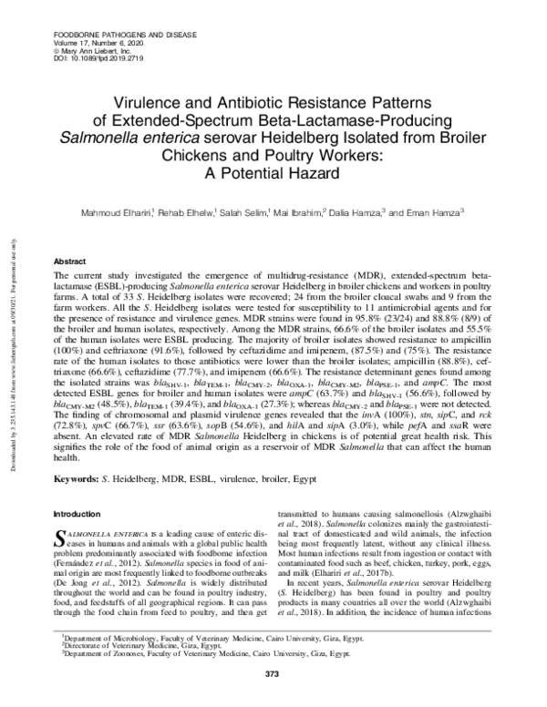 (PDF) Virulence and Antibiotic Resistance Patterns of Extended-Spectrum ...
