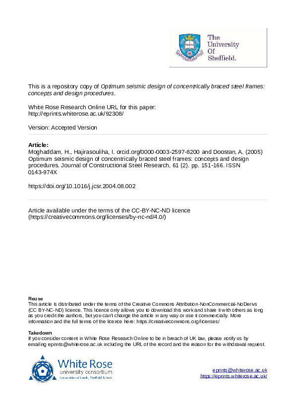 (PDF) Optimum seismic design of concentrically braced steel frames ...