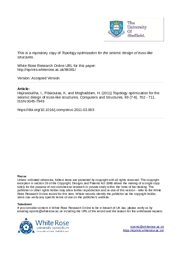 (PDF) Topology optimization for the seismic design of truss-like structures