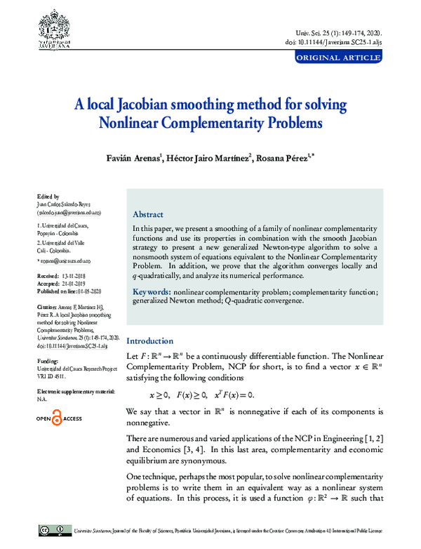 (PDF) A local Jacobian smoothing method for solving Nonlinear ...