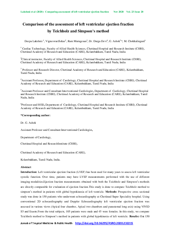 (PDF) Comparison of the assessment of left ventricular ejection