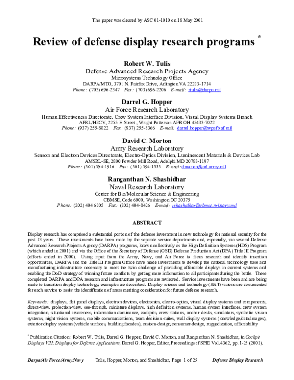 (PDF) Review of defense display research programs