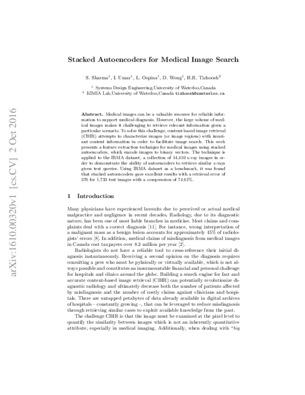 (PDF) Stacked Autoencoders for Medical Image Search
