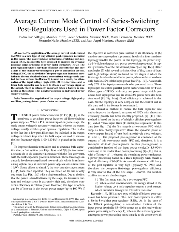 (PDF) Average current mode control of series-switching post-regulators ...
