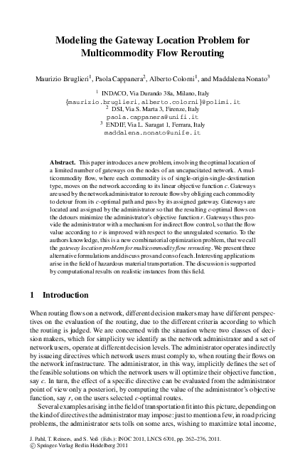 (PDF) Modeling the Gateway Location Problem for Multicommodity Flow ...