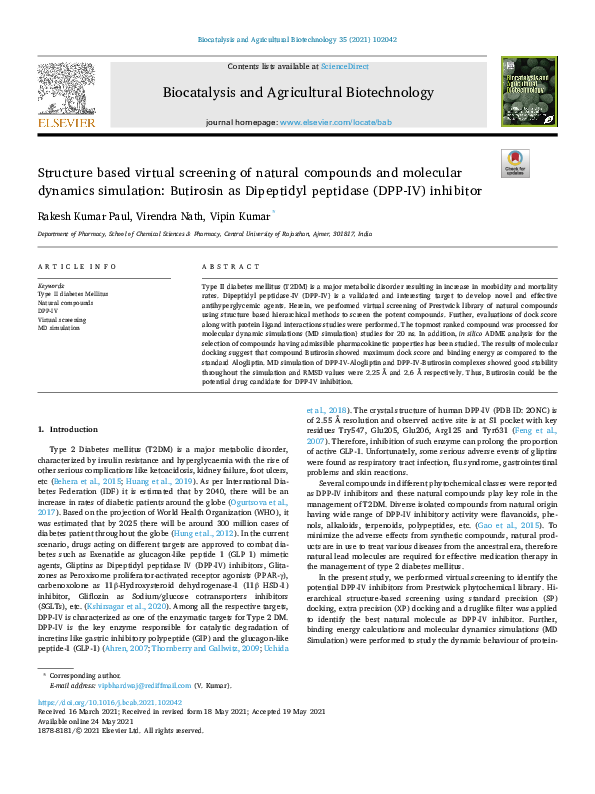 (PDF) Structure based virtual screening of natural compounds and ...