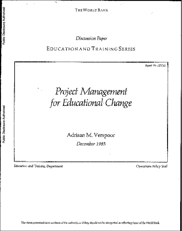 (PDF) Project management for educational change Adriaan Verspoor