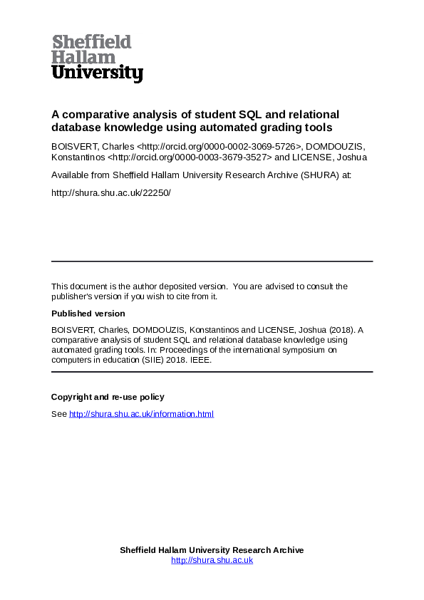(PDF) A Comparative Analysis of Student SQL and Relational Database ...