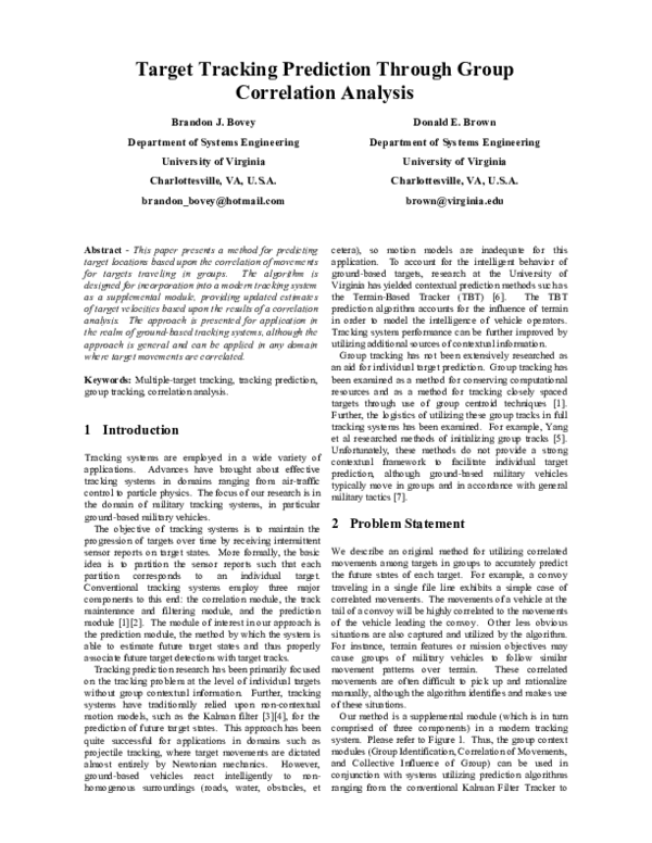 (PDF) Target tracking prediction through group correlation analysis