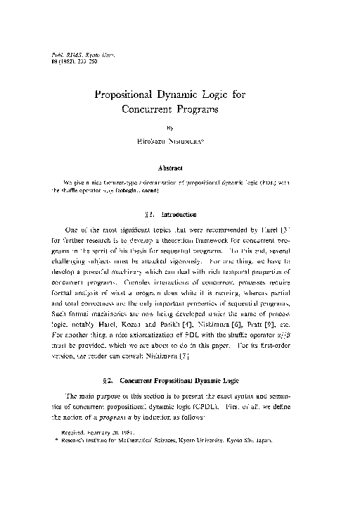 (PDF) A Propositional Dynamic Logic for Concurrent Programs Based on ...