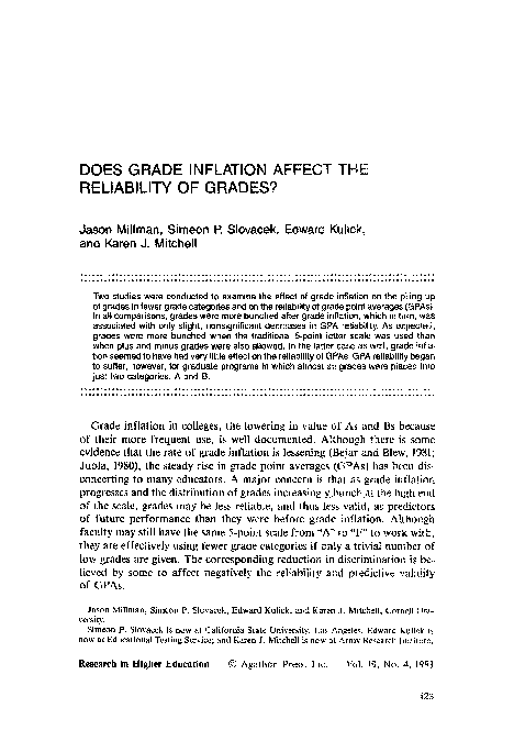 (PDF) Does grade inflation affect the reliability of grades?
