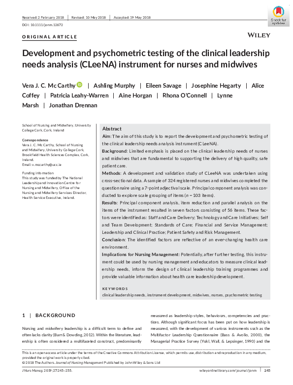 (PDF) Development and psychometric testing of the Clinician Readiness ...
