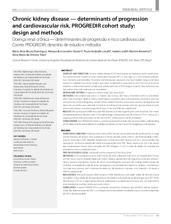 (PDF) Chronic kidney disease - determinants of progression and ...