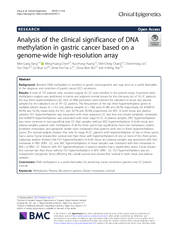 (PDF) Analysis of the clinical significance of DNA methylation in ...