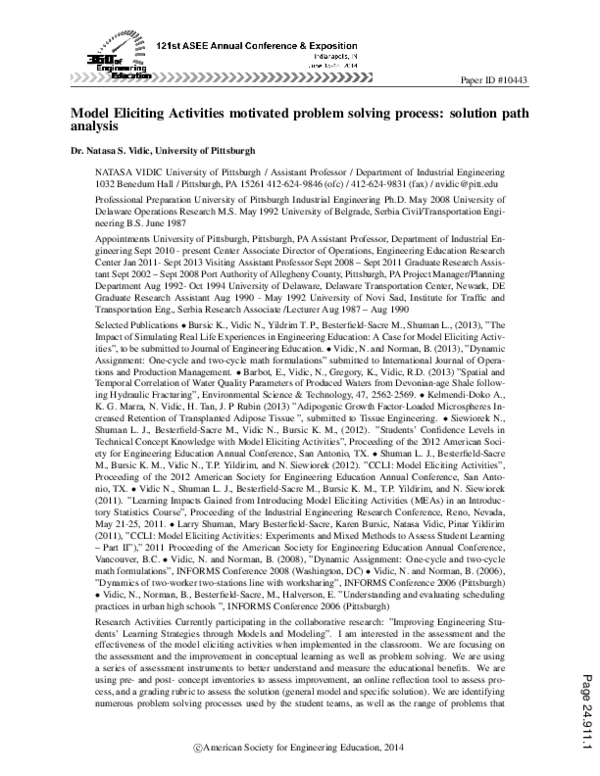 (PDF) Model Eliciting Activities Motivated Problem Solving Process ...