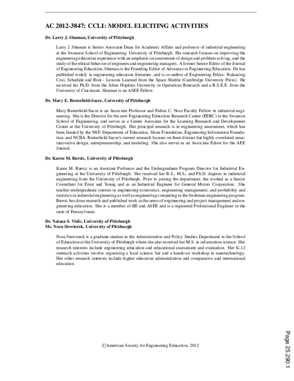 (PDF) CCLI: Model Eliciting Activities