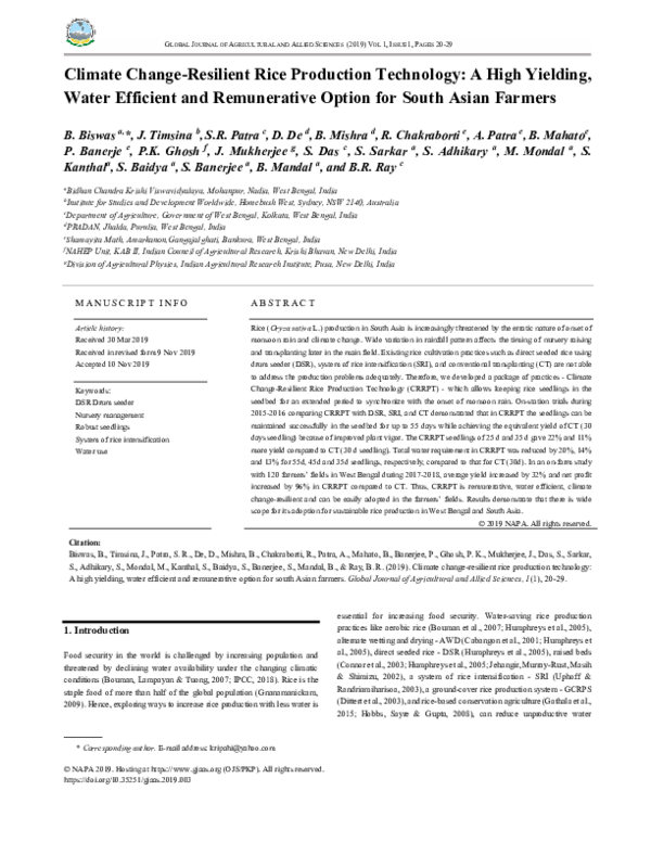 (PDF) Climate Change-Resilient Rice Production Technology: A High ...