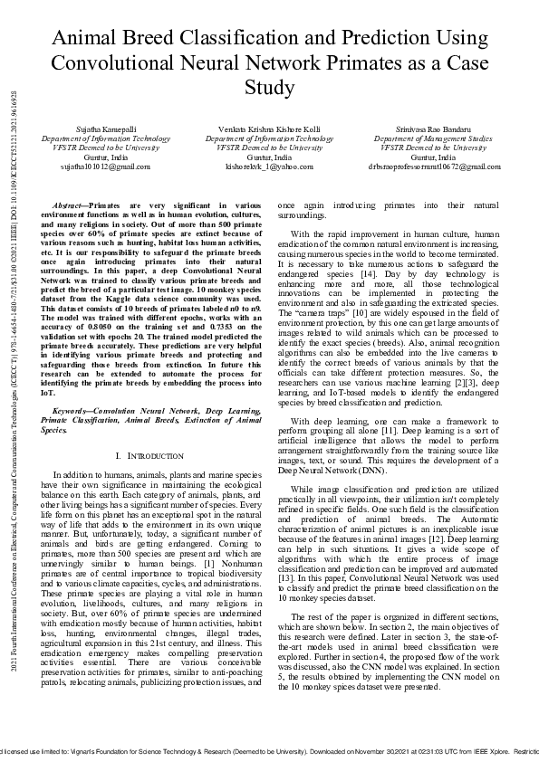 (PDF) Animal Breed Classification and Prediction Using Convolutional ...