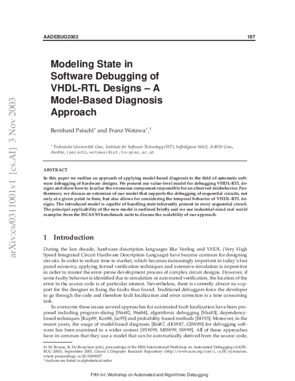 (PDF) Modeling state in software debugging of VHDL-RTL designs--A model ...