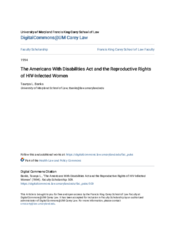 (PDF) The Americans with Disabilities Act and the reproductive rights ...