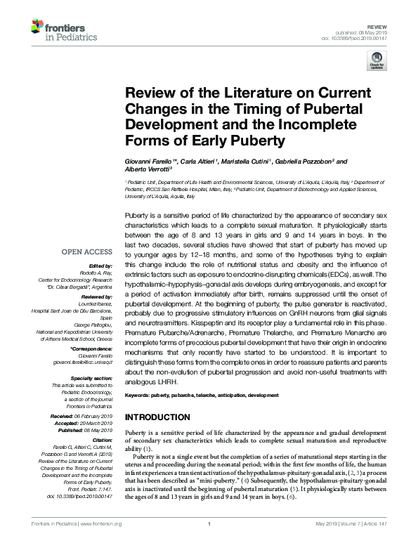 (PDF) Review of the Literature on Current Changes in the Timing of ...