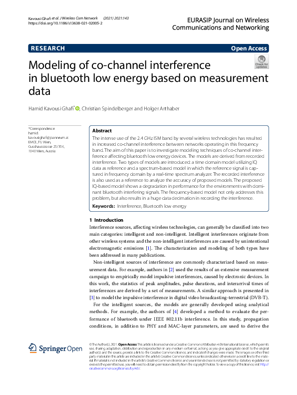 (PDF) Modeling of co-channel interference in bluetooth low energy based ...