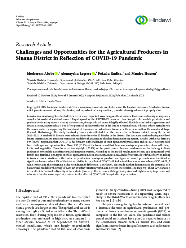 (PDF) Challenges and Opportunities for Agricultural Intensification of ...
