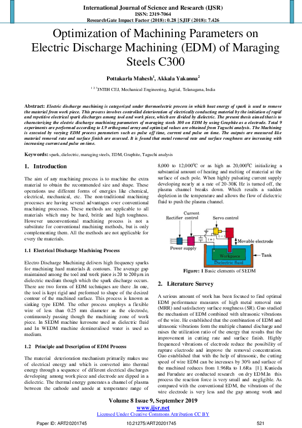 (PDF) Optimization of Machining Parameters on Electric Discharge ...