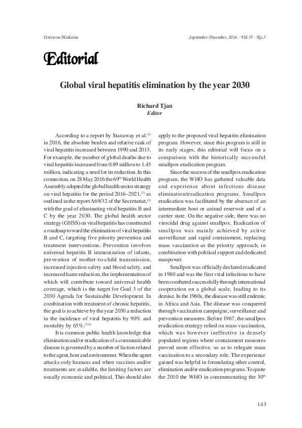 (PDF) Global viral hepatitis elimination by the year 2030