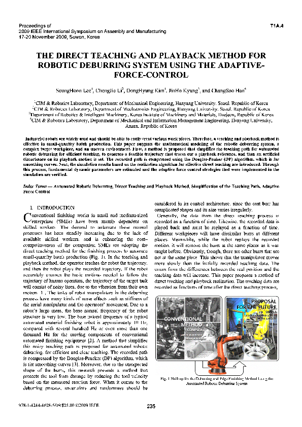 (PDF) The direct teaching and playback method for robotic deburring ...