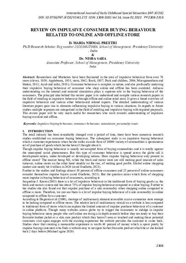 (PDF) REVIEW ON IMPULSIVE CONSUMER BUYING BEHAVIOUR RELATED TO ONLINE ...