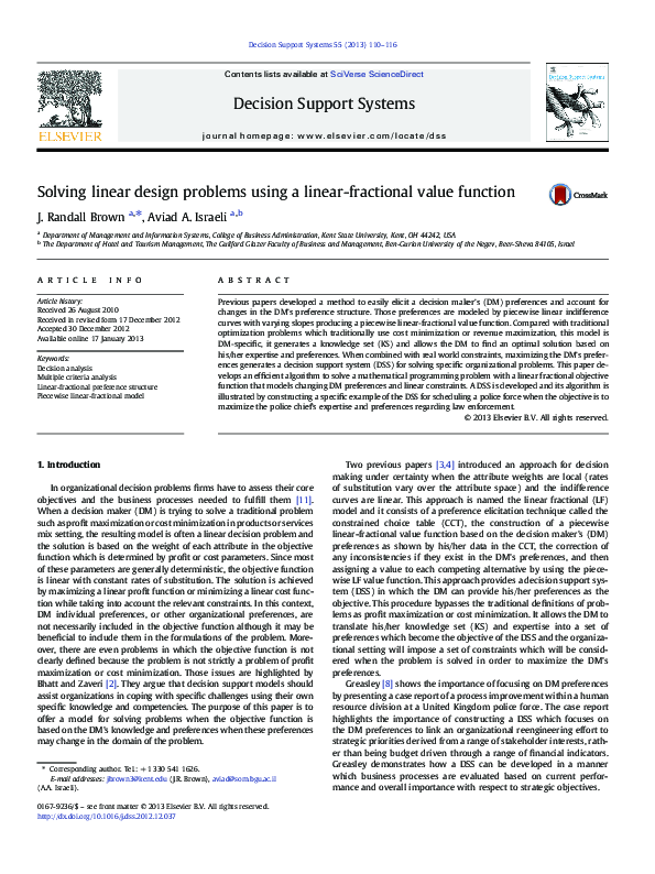 (PDF) Solving linear design problems using a linear-fractional value ...