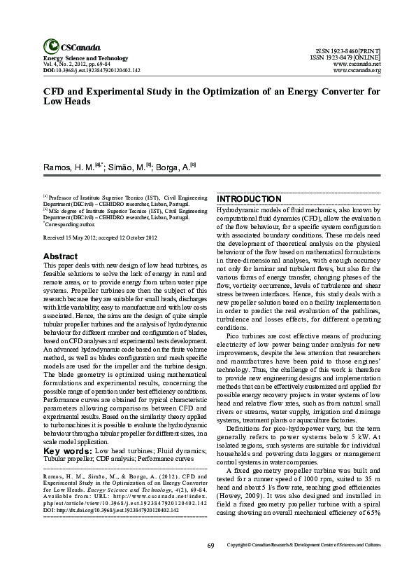 (PDF) CFD and Experimental Study in the Optimization of an Energy ...