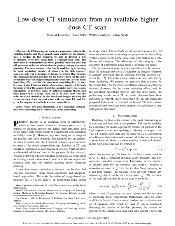(PDF) Lowdose CT simulation from an available higher dose CT scan