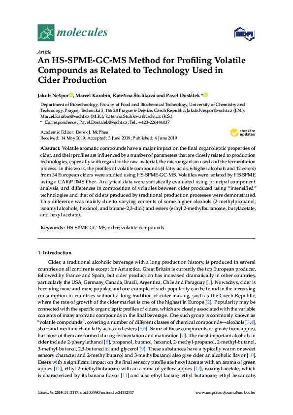 (PDF) An HS-SPME-GC-MS Method for Profiling Volatile Compounds as ...