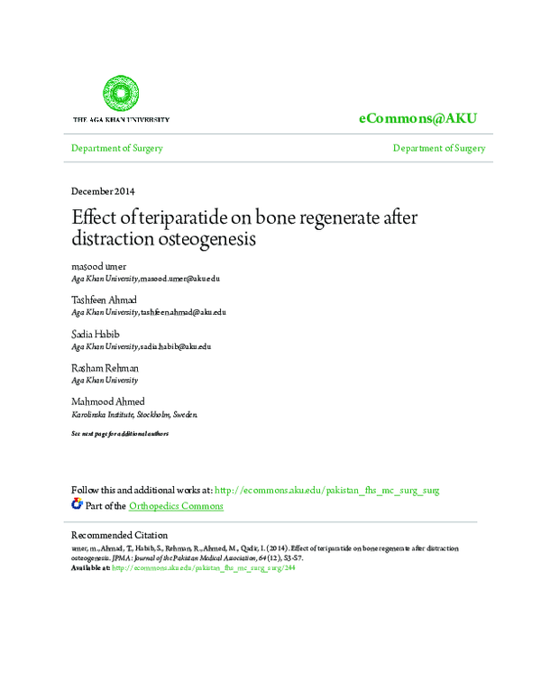 (PDF) Effect of teriparatide on bone regenerate after distraction ...