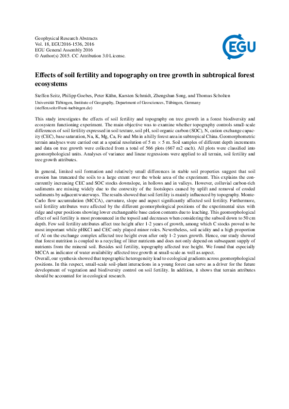 (PDF) Effects of soil fertility and topography on tree growth in ...