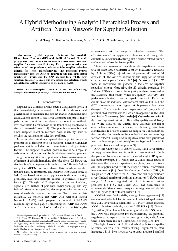 (PDF) A Hybrid Method using Analytic Hierarchical Process and ...